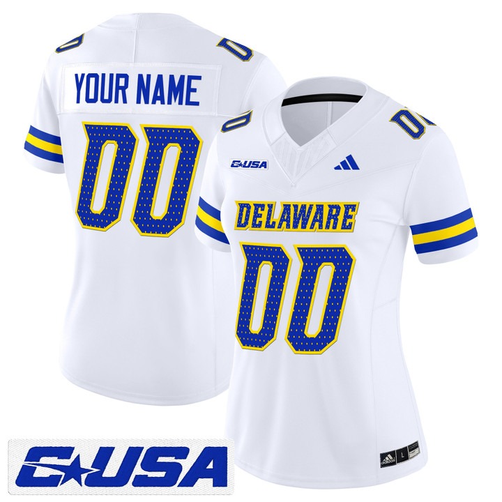 Women's Delaware Blue Hens Custom 2025 Vapor F.U.S.E. Limited Stitched Jersey - White Women's Delaware Blue Hens Custom 2025 Vapor F.U.S.E. Limited Stitched Jersey - White