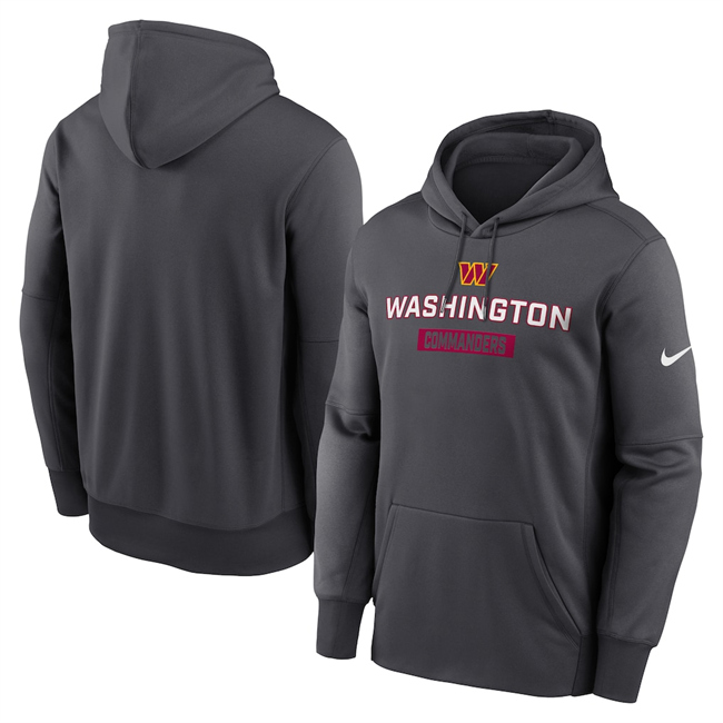 Men's Washington Commanders Anthracite Toss Sweep Performance Pullover Hoodie