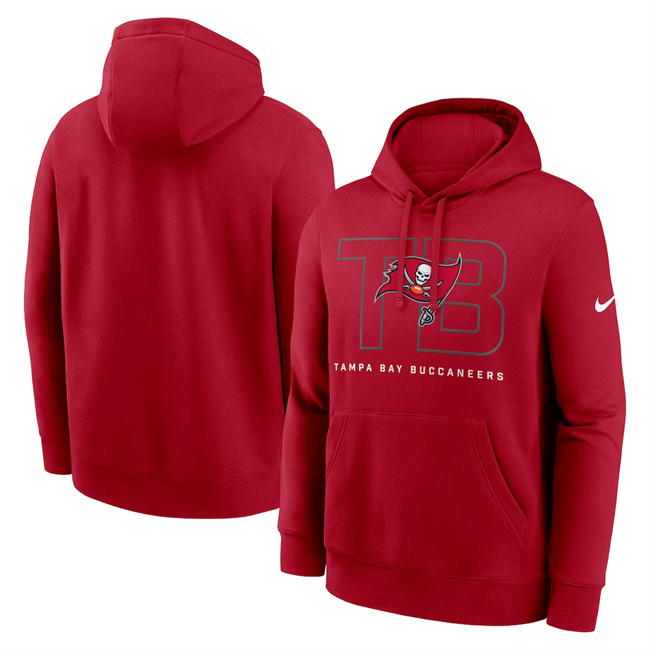Men's Tampa Bay Buccaneers Red Busted Play Club Fleece Pullover Hoodie Men's Tampa Bay Buccaneers Red Busted Play Club Fleece Pullover Hoodie