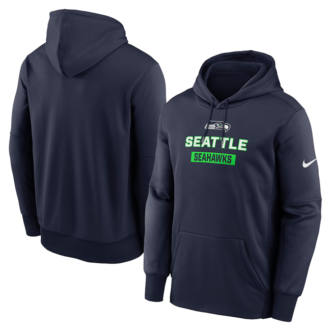 Men's Seattle Seahawks College Navy Toss Sweep Performance Pullover Hoodie Men's Seattle Seahawks College Navy Toss Sweep Performance Pullover Hoodie