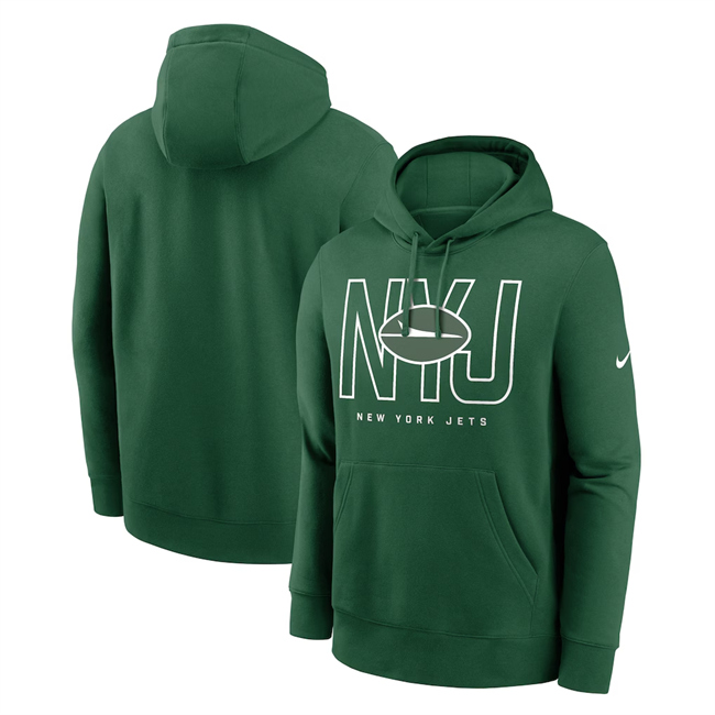 Men's New York Jets Green Busted Play Club Fleece Pullover Hoodie Men's New York Jets Green Busted Play Club Fleece Pullover Hoodie