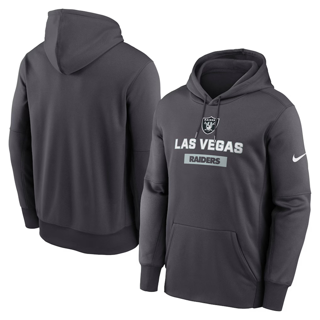 Men's Las Vegas Raiders Anthracite Toss Sweep Performance Pullover Hoodie Men's Las Vegas Raiders Anthracite Toss Sweep Performance Pullover Hoodie