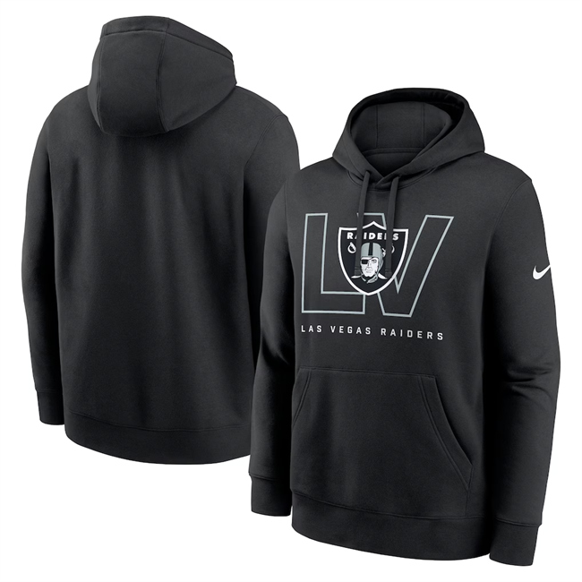 Men's Las Vegas Raiders Black Busted Play Club Fleece Pullover Hoodie Men's Las Vegas Raiders Black Busted Play Club Fleece Pullover Hoodie