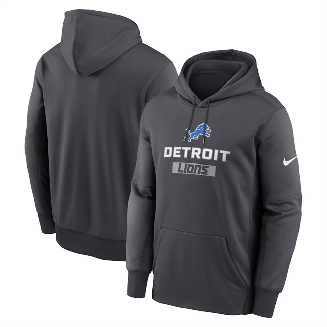 Men's Detroit Lions Anthracite Toss Sweep Performance Pullover Hoodie Men's Detroit Lions Anthracite Toss Sweep Performance Pullover Hoodie
