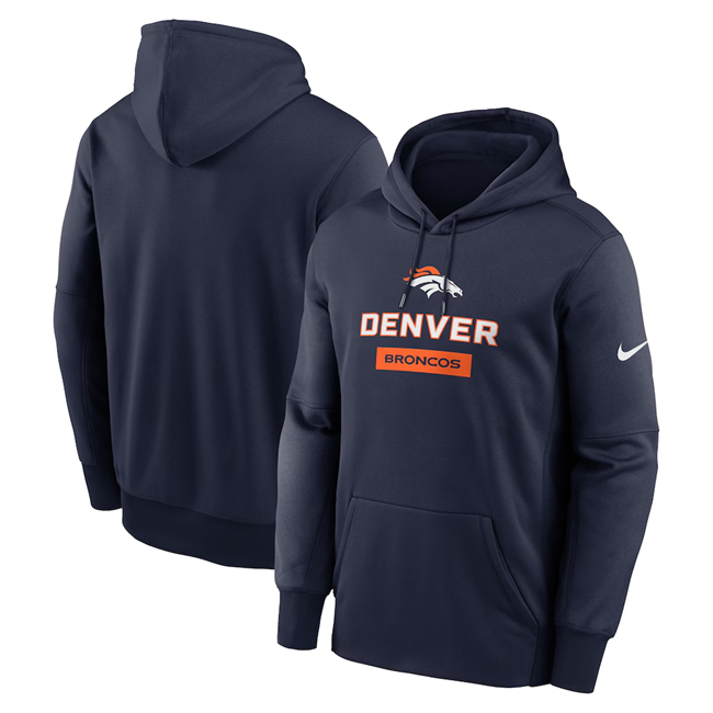 Men's Denver Broncos NavyToss Sweep Performance Pullover Hoodie Men's Denver Broncos NavyToss Sweep Performance Pullover Hoodie