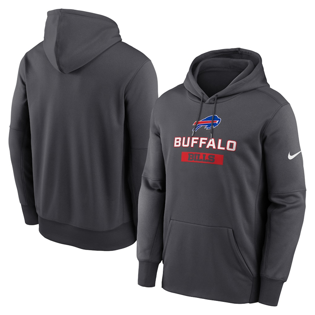 Men's Buffalo Bills Anthracite Toss Sweep Performance Pullover Hoodie Men's Buffalo Bills Anthracite Toss Sweep Performance Pullover Hoodie