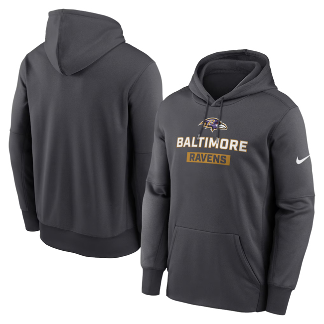 Men's Baltimore Ravens Anthracite Toss Sweep Performance Pullover Hoodie Men's Baltimore Ravens Anthracite Toss Sweep Performance Pullover Hoodie