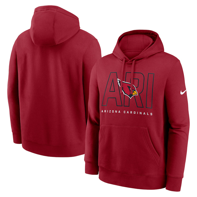 Men's Arizona Cardinals Cardinal Busted Play Club Fleece Pullover Hoodie Men's Arizona Cardinals Cardinal Busted Play Club Fleece Pullover Hoodie