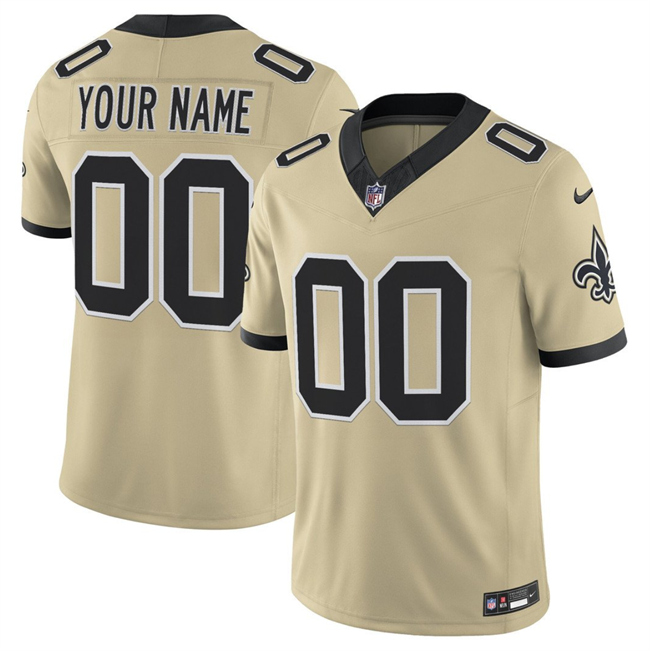 Women's New Orleans Saints Active Player Custom Gold 2025 F.U.S.E. Alternate Vapor Limited Stitched Football Jersey(Run Small) Women's New Orleans Saints Active Player Custom Gold 2025 F.U.S.E. Alternate Vapor Limited Stitched Football Jersey(Run Small)