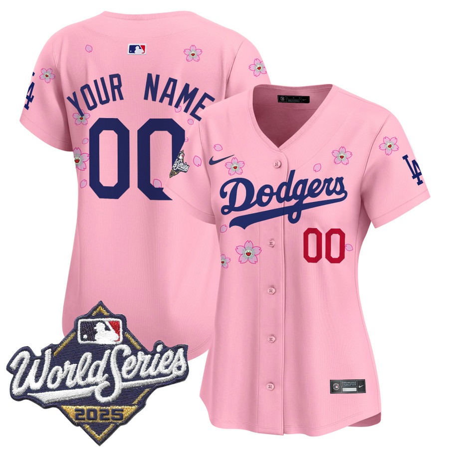 Women's Dodgers Custom 2025 World Series x Tokyo Series Limited Stitched Jersey - Cherry Blossom Women's Dodgers Custom 2025 World Series x Tokyo Series Limited Stitched Jersey - Cherry Blossom
