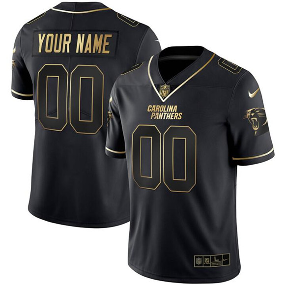 Men's Carolina Panthers ACTIVE PLAYER Custom Black Gold Limited Stitched Football Jersey Men's Carolina Panthers ACTIVE PLAYER Custom Black Gold Limited Stitched Football Jersey