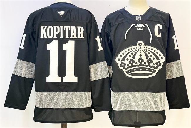 Men's Los Angeles Kings #11 Anze Kopitar Black With C Patch Alternate Stitched Hockey Jersey Men's Los Angeles Kings #11 Anze Kopitar Black With C Patch Alternate Stitched Hockey Jersey