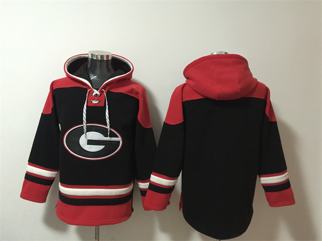 Men's Georgia Bulldogs Blank Black Ageless Must-Have Lace-Up Pullover Hoodie Men's Georgia Bulldogs Blank Black Ageless Must-Have Lace-Up Pullover Hoodie