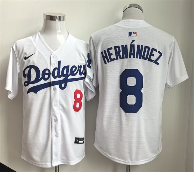 Men's Los Angeles Dodgers #8 Enrique Hernandez White Limited Stitched Baseball Jersey