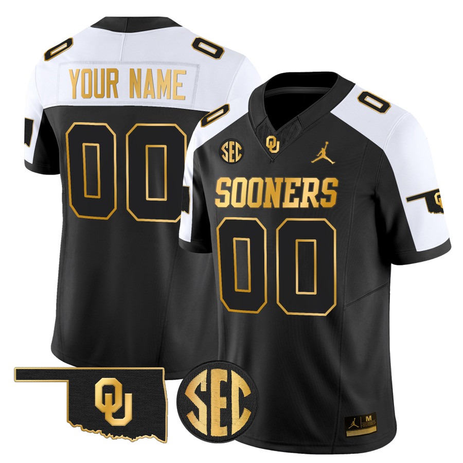 Men's Oklahoma Sooners Custom Black Gold Alternate 2025 Vapor F.U.S.E. Limited Stitched Football Jersey