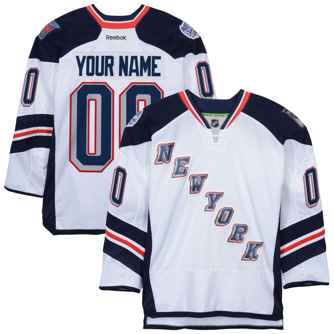 Men's New York Rangers Custom White Reebok Stitched Hockey Jersey Men's New York Rangers Custom White Reebok Stitched Hockey Jersey