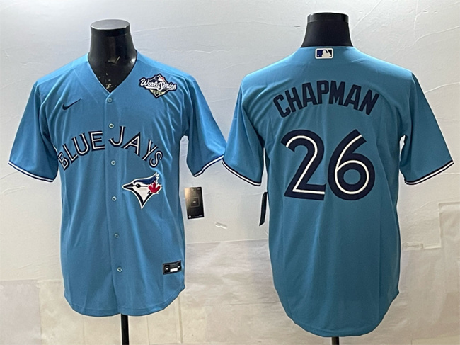 Men's Toronto Blue Jays #26 Matt Chapman Blue 2025 World Series Cool Base Stitched Baseball Jersey