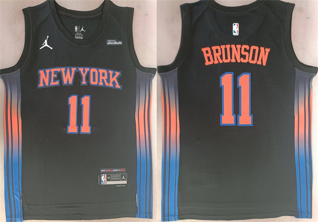 Men's New Yok Knicks #11 Jalen Brunson Black 2025-26 Statement Edition Stitched Basketball Jersey