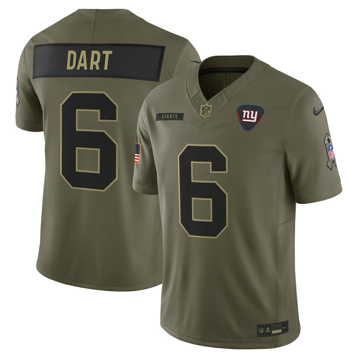Men's New York Giants #6 Jaxson Dart Olive F.U.S.E. 2025 Salute to Service Vapor Limited Stitched Jersey