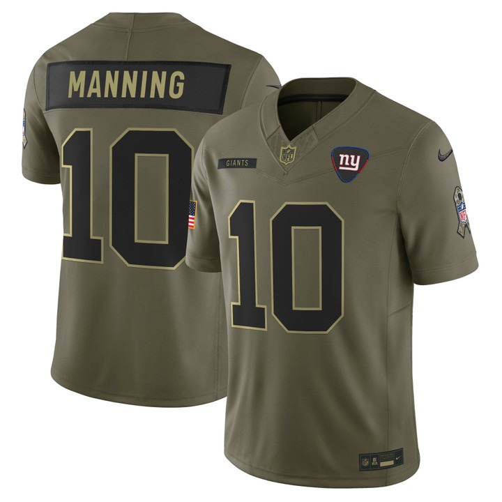 Men's New York Giants #10 Eli Manning Olive F.U.S.E. 2025 Salute to Service Vapor Limited Stitched Jersey