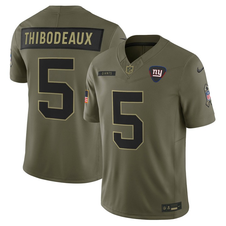 Men's New York Giants #5 Kayvon Thibodeaux Olive F.U.S.E. 2025 Salute to Service Vapor Limited Stitched Jersey
