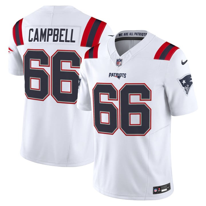 Men's New England Patriots #66 Will Campbell White F.U.S.E. 2025 Vapor Limited Stitched Jersey