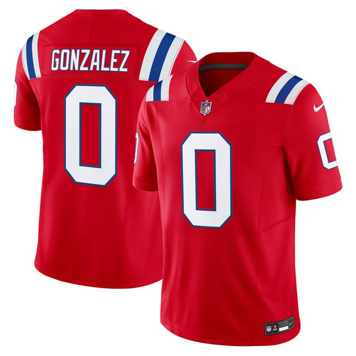 Men's New England Patriots #0 Christian Gonzalez Red F.U.S.E. 2025 Vapor Limited Stitched Jersey