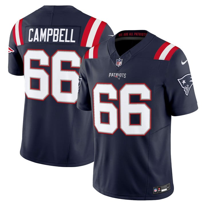Men's New England Patriots #66 Will Campbell Navy F.U.S.E. 2025 Vapor Limited Stitched Jersey