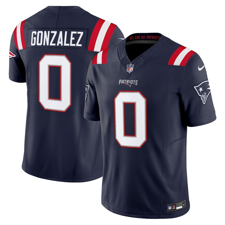 Men's New England Patriots #0 Christian Gonzalez Navy F.U.S.E. 2025 Vapor Limited Stitched Jersey