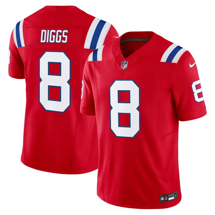 Men's New England Patriots #8 Stefon Diggs Red F.U.S.E. 2025 Vapor Limited Stitched Jersey