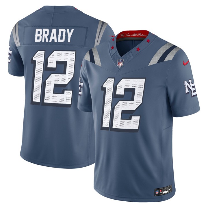 Men's New England Patriots #12 Tom Brady Storm Blue F.U.S.E. 2025 Vapor Limited Stitched Jersey