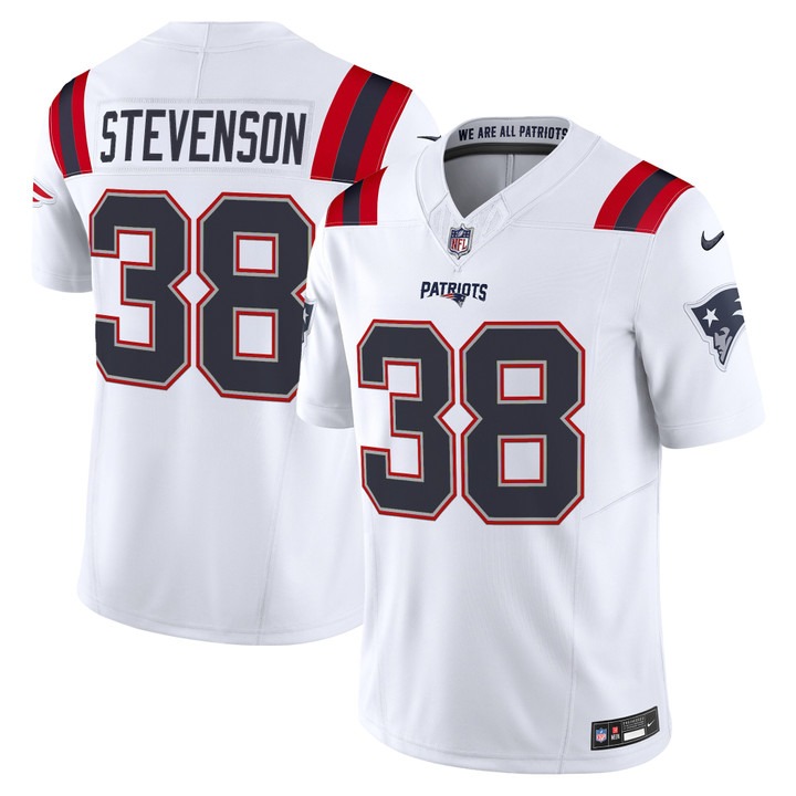 Men's New England Patriots #38 Rhamondre Stevenson White F.U.S.E. 2025 Vapor Limited Stitched Jersey