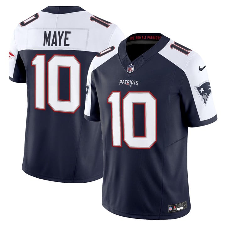 Men's New England Patriots #10 Drake Maye Navy White F.U.S.E. 2025 Vapor Limited Stitched Jersey