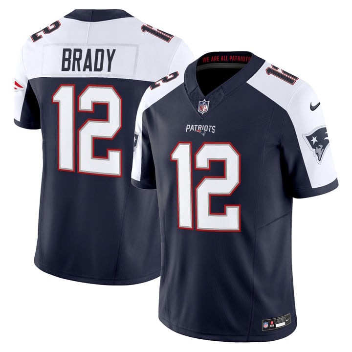 Men's New England Patriots #12 Tom Brady Navy White F.U.S.E. 2025 Vapor Limited Stitched Jersey