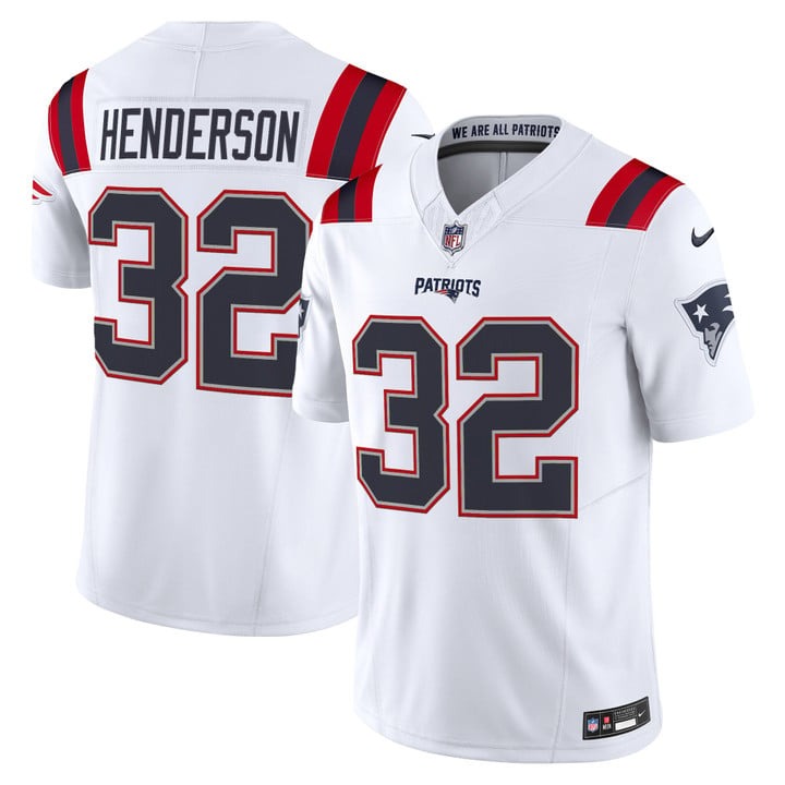 Men's New England Patriots #32 TreVeyon Henderson White F.U.S.E. 2025 Vapor Limited Stitched Jersey
