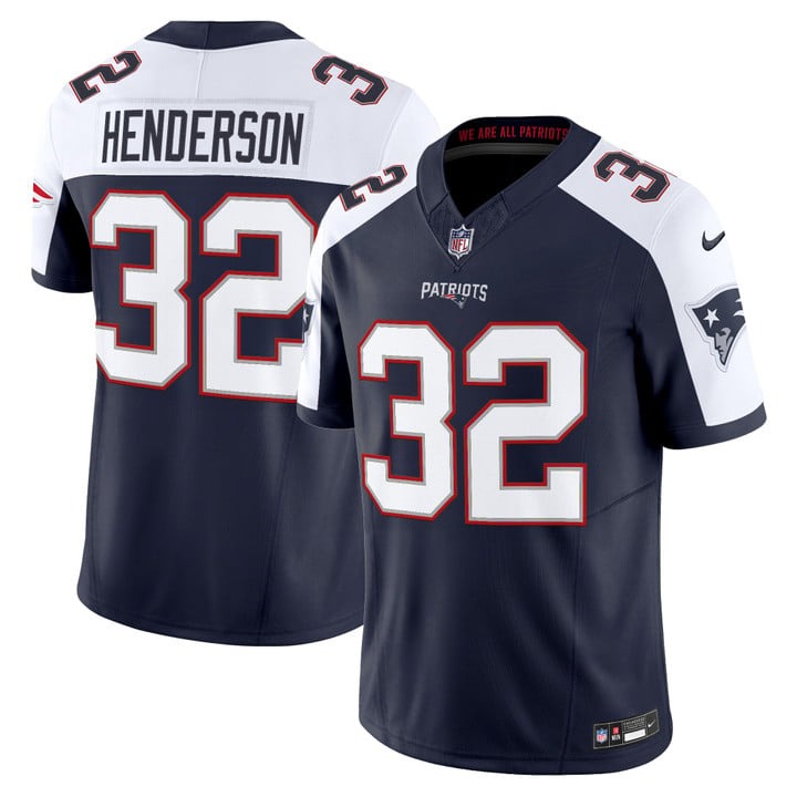 Men's New England Patriots #32 TreVeyon Henderson Navy White F.U.S.E. 2025 Vapor Limited Stitched Jersey