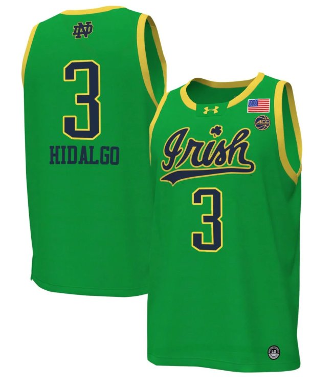 Men's Hannah Hildago Jersey #3 Notre Dames Basketball Green Stitched