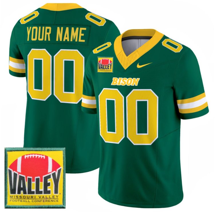 Men's Active Player Custom NDSU Bison Green Jersey Name Number College Football All Stitched