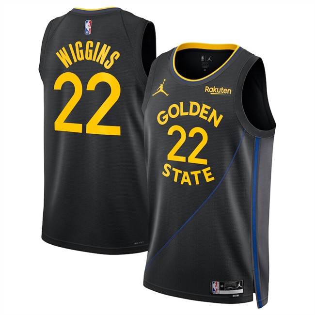 Men's Golden State Warriors #22 Andrew Wiggins Black 2024-25 Statement Edition Stitched Basketball Jersey