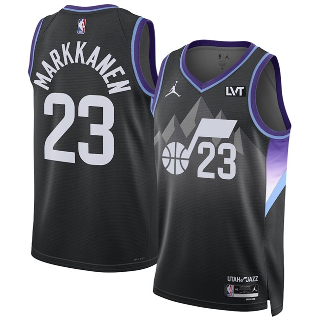 Men's Utah Jazz #23 Lauri Markkanen Purple 2024-25 Statement Edition Stitched Basketball Jersey