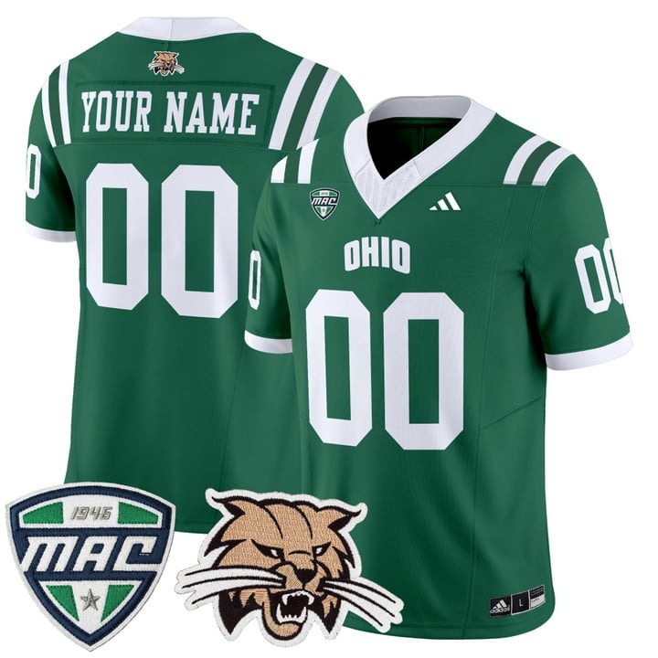 Men's Ohio Bobcats Custom 2025 F.U.S.E. Vapor Limited Stitched Football Jersey Green