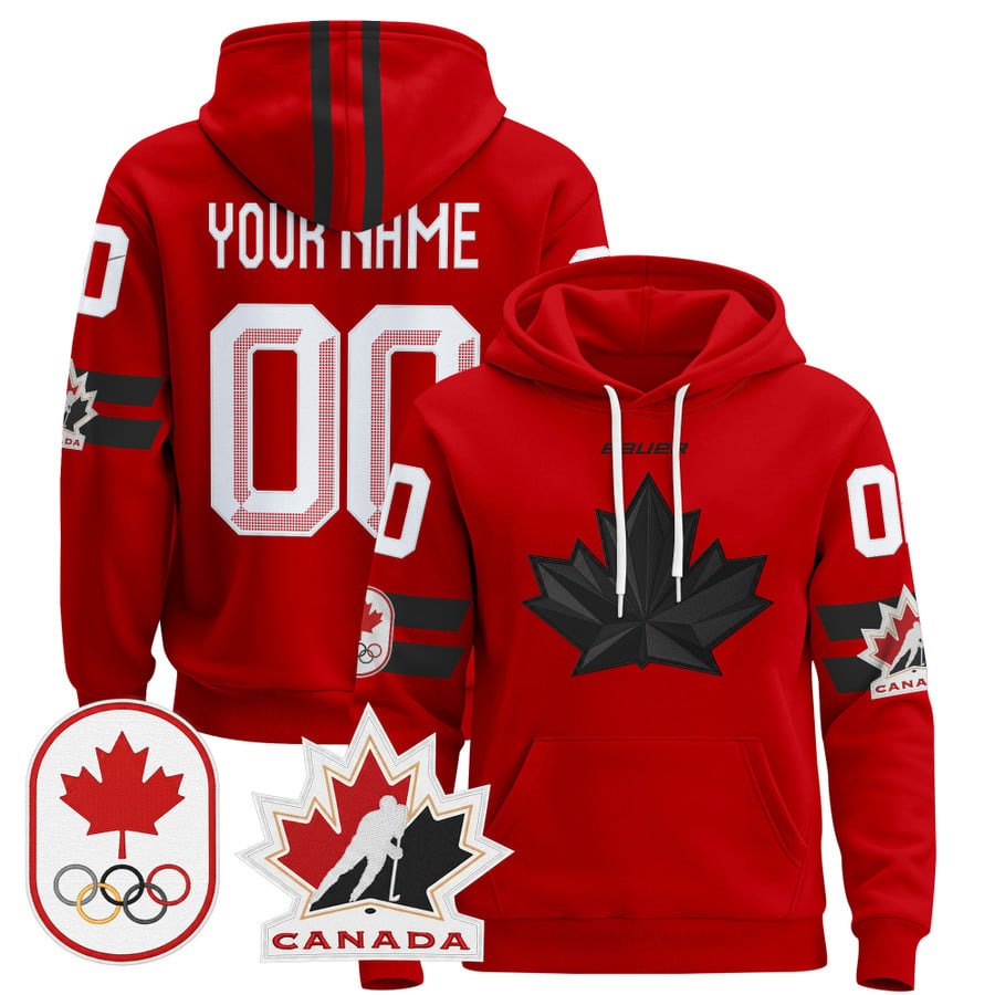 BAUER x 2026 Canada Olympic Custom Stitched Pullover Hoodie Red