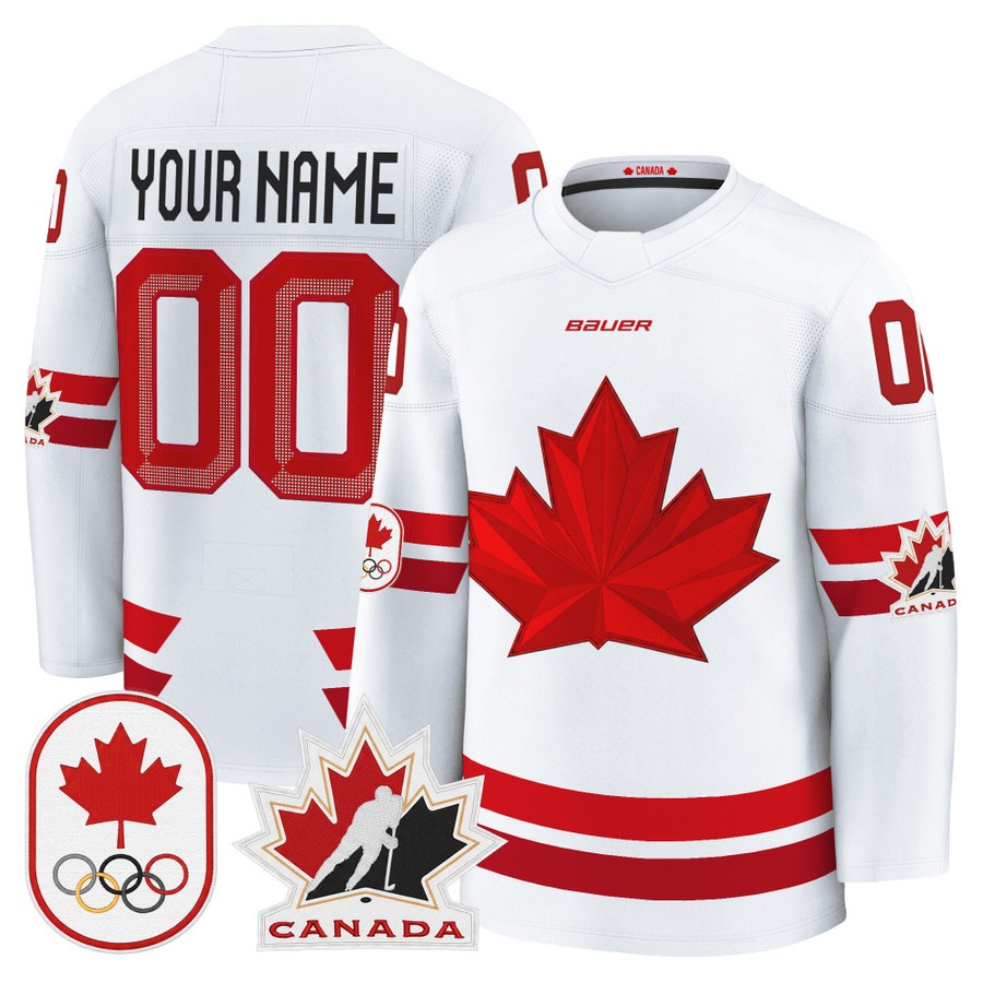 BAUER x 2026 Olympic Canada Hockey Custom White Premium Stitched Jersey