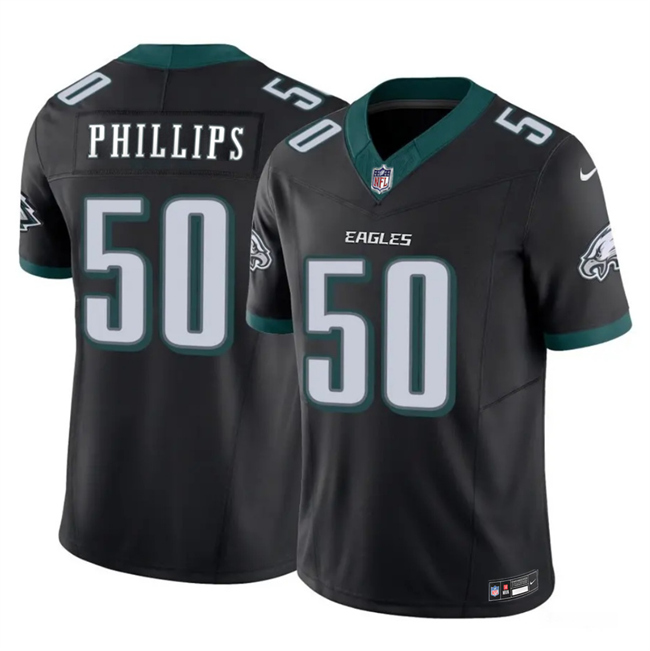 Men's Philadelphia Eagles #50 Jaelan Phillips Black 2025 F.U.S.E. Vapor Untouchable Limited Throwback Stitched Football Jersey