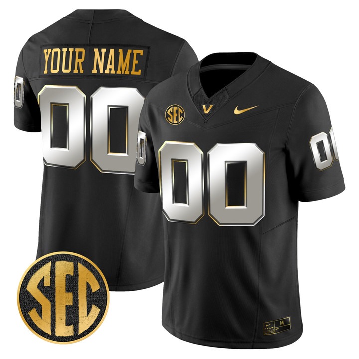 Men's Vanderbilt Commodores Custom 2025 Black Gold Limited F.U.S.E. Vapor Limited Stitched Football Jersey