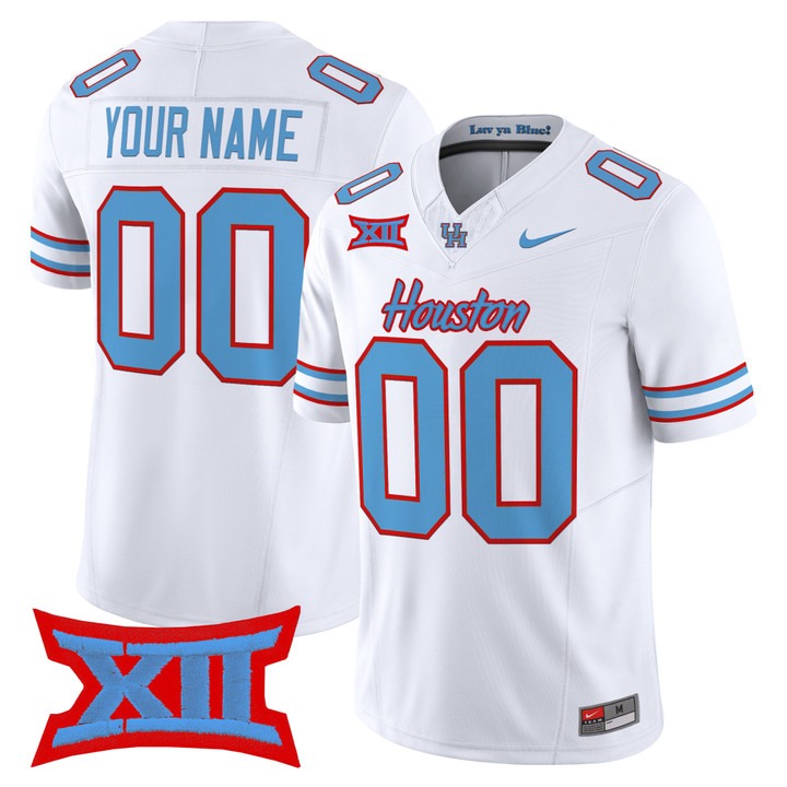 Men's Houston Cougars Custom  2025 Oilers Inspired F.U.S.E. Vapor Limited Stitched Football Jersey White