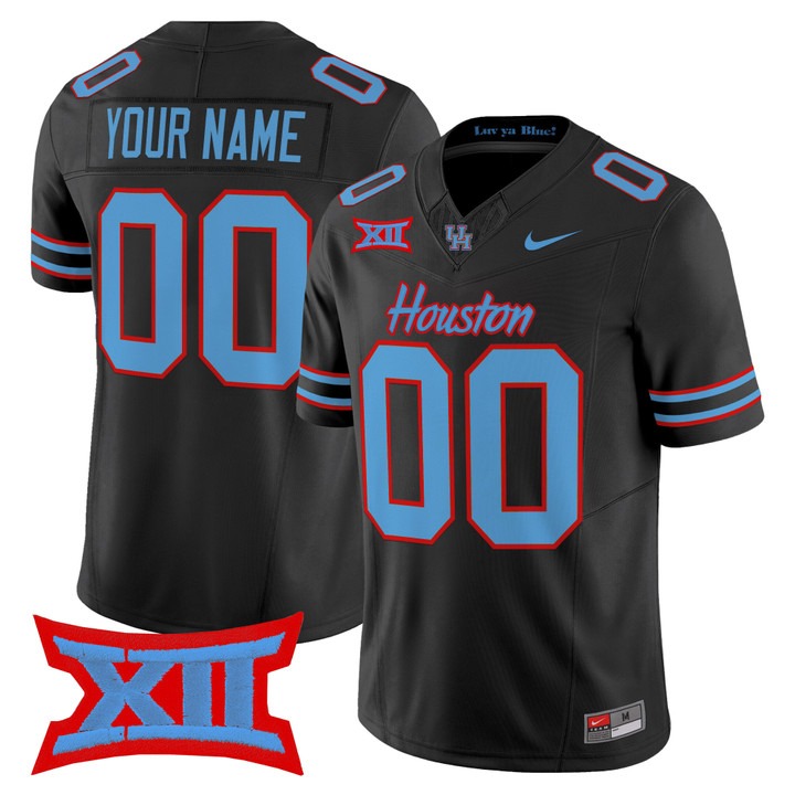 Men's Houston Cougars Custom  2025 Oilers Inspired F.U.S.E. Vapor Limited Stitched Football Jersey Black
