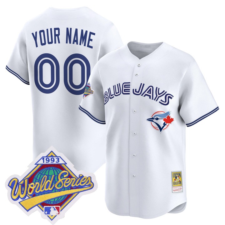 Men's Toronto Blue Jays Custom 1993 World Series Throwback Edition Stitched Jersey White