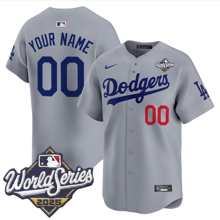 Men's Nike LA Dodgers Custom 2025 World Series Limited V2 Stitched Jersey Gray