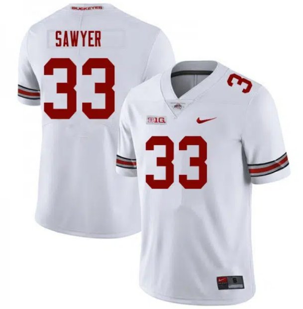 Men's Ohio State Buckeyes #33 Jack Sawyer White College Football Vapor Limited Stitched Jersey